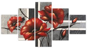 Abstraktný obraz kvetín (Obraz 125x70cm)