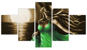 Obraz ženy v zelenom (Obraz 125x70cm)
