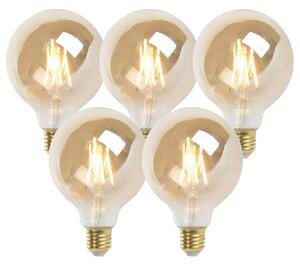 Sada 5 stmievateľných LED žiaroviek E27 G95 zlatá 5W 380lm 2200K