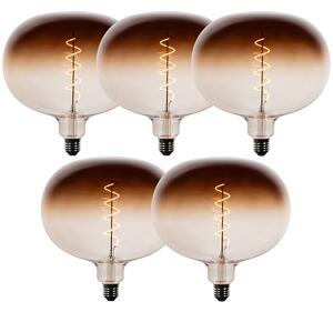 Sada 5 stmievateľných LED žiaroviek E27 G220 hnedá 4,9W 130 lm 1800K