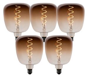 Sada 5 stmievateľných LED žiaroviek E27 G140 hnedá 4,9W 110 lm 1800K
