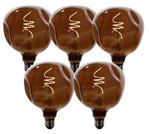 Sada 5 stmievateľných LED žiaroviek E27 T125 hnedá 4W 120 lm 1800K