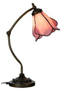 Stolová lampa Tiffany s ružovým tienidlom kvet Bloom - 26*19*50 cm - Clayre & Eef