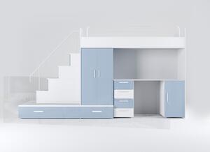 NovýNábytok.sk Detská posteľ Ruby V (biela + lesk svetlomodrý) (s roštami). Vlastná spoľahlivá doprava až k Vám domov. 1121263