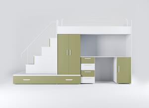 NovýNábytok.sk Detská posteľ Ruby V (biela + olivová) (s roštami). Vlastná spoľahlivá doprava až k Vám domov. 1121264