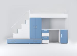 NovýNábytok.sk Detská posteľ Ruby V (biela + svetlomodrá) (s roštami). Vlastná spoľahlivá doprava až k Vám domov. 1121266