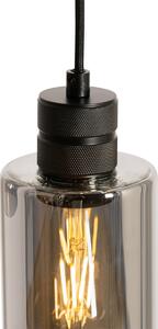 Moderné závesné svietidlo čierne s dymovým sklom 3-svetlo - Stavelot