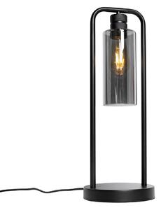 Moderná stolná lampa čierna s dymovým sklom - Stavelot