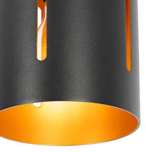 Dizajnové stropné svietidlo čierne so zlatým vnútrom - Yana