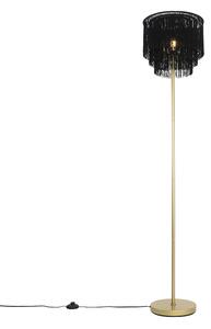 Orientálna stojaca lampa zlato čierneho odtieňa s okrajmi - Franxa