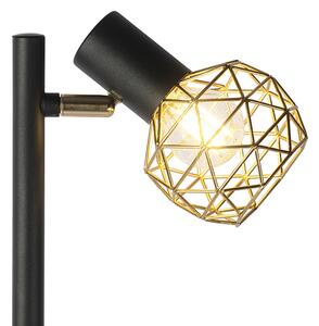 Dizajnová stojaca lampa čierna so zlatým nastaviteľným 3 svetlom - Mesh