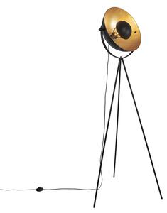 Stojacia lampa čierna so zlatým nastaviteľným statívom 42 cm - Magnax