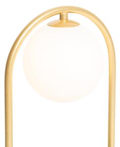 Art deco stolná lampa zlatá s bielym sklom - Isabella