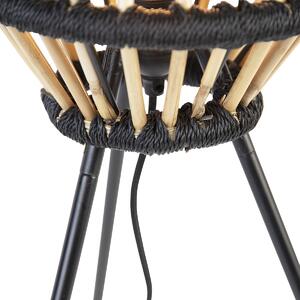 Vidiecka statívová stolná lampa bambusová s čiernym - Evalin