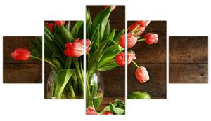 Obraz tulipánov vo váze (Obraz 125x70cm)