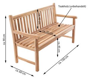 Záhradná lavica masív DIVERO 3-miestna 150 cm