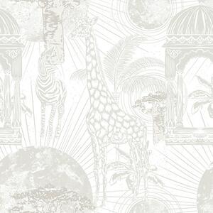 Tapety Grafická ilustrácia so žirafou, zebrou a palmami, Tapety detské, Tapety pre chlapca, a00276v1 : Uwalls.sk