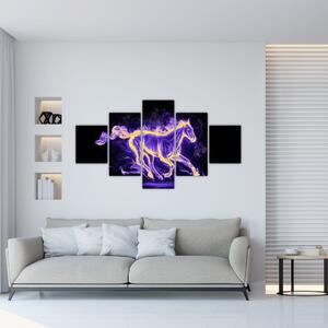 Abstraktný obraz horiaceho kone (Obraz 125x70cm)