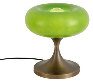 Retro stolná lampa tmavobronzová so zeleným skleneným tienidlom 31 cm - Glaze