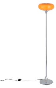 Retro stojaca lampa chrómová s oranžovým skleneným tienidlom 150 cm - Glaze