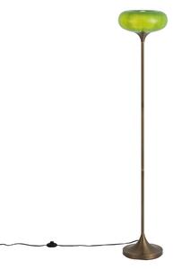 Retro stojaca lampa tmavobronzová so zeleným skleneným tienidlom 150 cm - Glaze