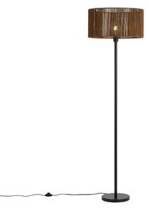 Stojacia lampa čierna s hnedým tienidlom z papierového lana 50/50/25 - Simplo