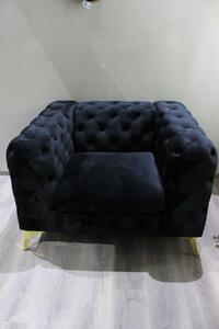 Čierna exkluzívna zamatová 1-sedačka LUSSY 112cm