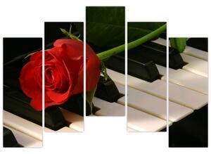 Obraz ruže na klavíri (Obraz 125x90cm)
