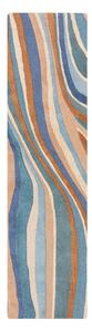 Modrý ručne tkaný vlnený behúň 60x230 cm Abstract Flow – Flair Rugs