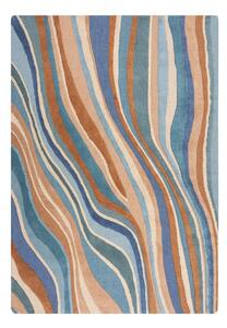 Modrý ručne tkaný vlnený koberec 120x170 cm Abstract Flow – Flair Rugs