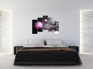 Abstraktný obraz - fialové gule (Obraz 125x90cm)