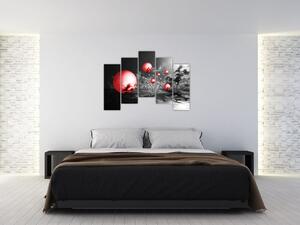 Abstraktný obraz - červené gule (Obraz 125x90cm)