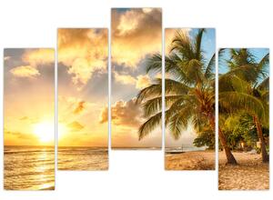 Obraz palmy na piesočnatej pláži (Obraz 125x90cm)