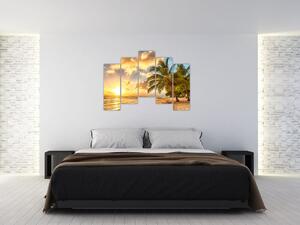 Obraz palmy na piesočnatej pláži (Obraz 125x90cm)