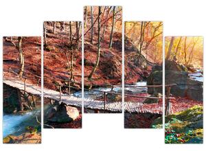 Obraz mosta - jesenné cesta lesom (Obraz 125x90cm)