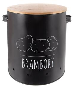 ORION Dóza na zemiaky, plech/bambus pr. 22,5 cm, BLACK CZ