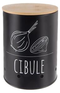 ORION Dóza na cibuľu, plech/bambus pr. 13 cm, BLACK CZ