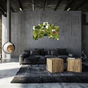 Abstraktný obraz - zelené gule (Obraz 125x90cm)