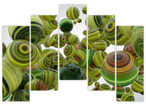 Abstraktný obraz - zelené gule (Obraz 125x90cm)