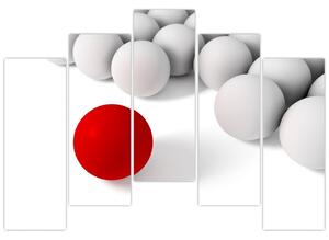 Červená guľa medzi bielymi - abstraktný obraz (Obraz 125x90cm)