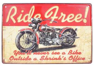 Tabuľa plechová Retro Ride Free 30x20cm (Dekoračná plechová ceduľa na stenu)