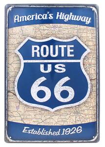 Retro ceduľa Route US 66 20x30cm (Plechová retro tabuľa na stenu)