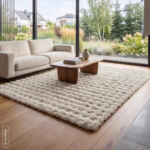 Dekorstudio Kožušinový koberec LILY s 3D efektom - béžový Rozmer koberca: 80x150cm