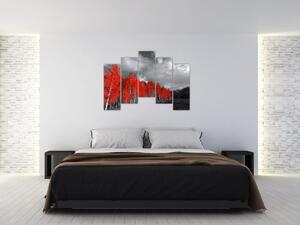 Červený les - moderný obraz (Obraz 125x90cm)