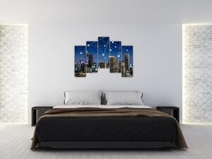 Moderný obraz: večerné mesto budúcnosti (Obraz 125x90cm)