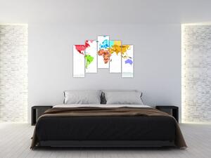 Obraz - farebná mapa sveta (Obraz 125x90cm)