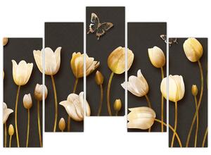 Obraz zlatých tulipánov (Obraz 125x90cm)