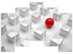 Obraz červené gule medzi kockami (Obraz 125x90cm)