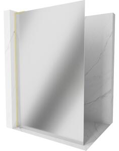 Mexen Kioto L, sprchová zástena Walk-In 70 x 200 cm, 8mm sklo vzor zrkadlo, zlatý matný profil, 800-070-103-55-50