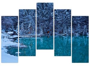 Obraz zimného jazera (Obraz 125x90cm)